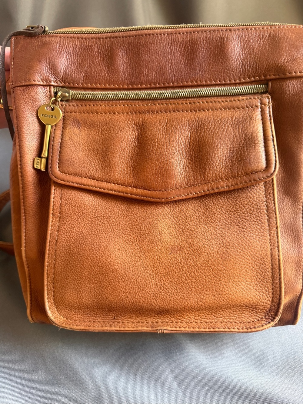 Fossil Leather Crossbody Bag Brown Vintage  Key Detail